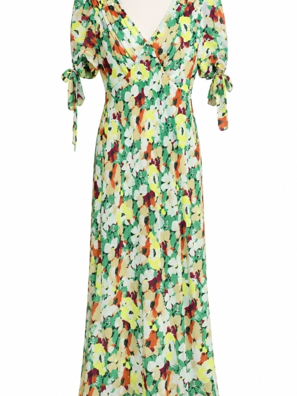 Anthropologie Floral Short Sleeve V-Neck Slip Midi Dress NWT Large